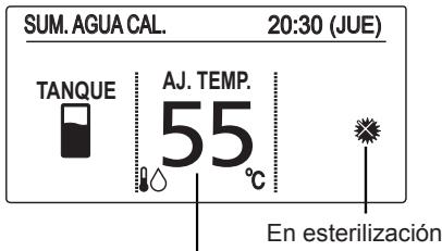 SUM. AGUA CAL. 20:30 (JUE) TANQUE AJ. TEMP. 55 °C En esterilización
