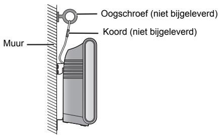 Oogschroef (niet bijgeleverd) Koord (niet bijgeleverd) Muur