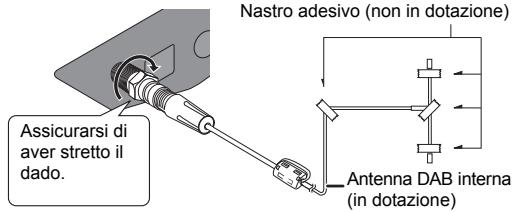 Nastro adesivo (non in dotazione) Assicurarsi di aver stretto il dado. Antenna DAB interna (in dotazione)