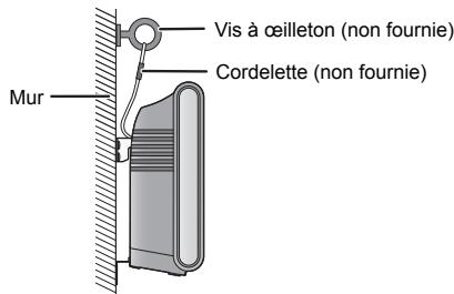 Vis à œilleton (non fournie) Cordelette (non fournie) Mur