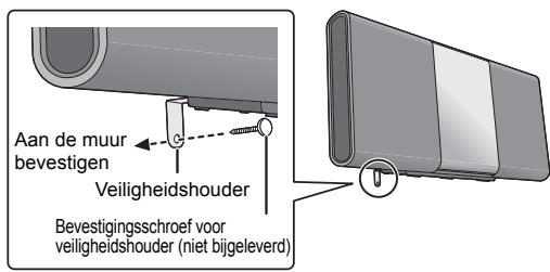 Aan de muur bevestigen Veiligheidshouder Bevestigingsschroef voor veiligheidshouder (niet bijgeleverd)