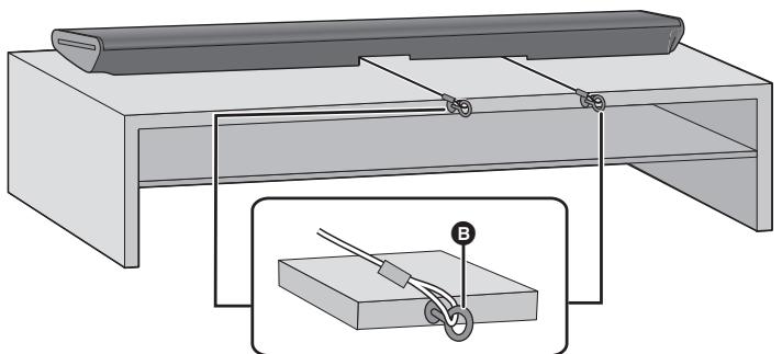 PANASONIC SC-HTB485EG - Plaats het hoofdtoestel in de gewenste positie en bevestig ieder koord aan het rek of de tafel. - 1