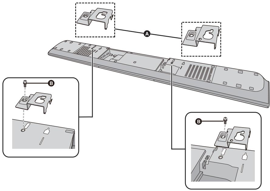 PANASONIC SC-HTB485EG - Fixez les supports pour montage mural à l'appareil principal. - 1
