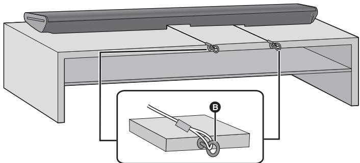PANASONIC SC-HTB485EG - Mettere l'unità principale nella posizione desiderata e attaccare ciascun cavo allo scaffale o al ravolo. - 1