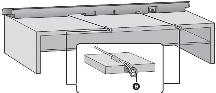 PANASONIC SC-HTB690EG - Placez l'appareil principal dans la position désirée et fixez chaque cordelette au meuble ou à la table. - 1