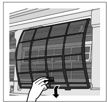 Illustration of a hand holding a solar panel with a curved panel on the wall (no text or symbols visible)