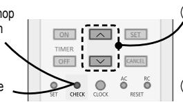 ON, SET, TIMER, OFF, CANCEL, SET, CHECK, CLOCK, AC RC, RESET