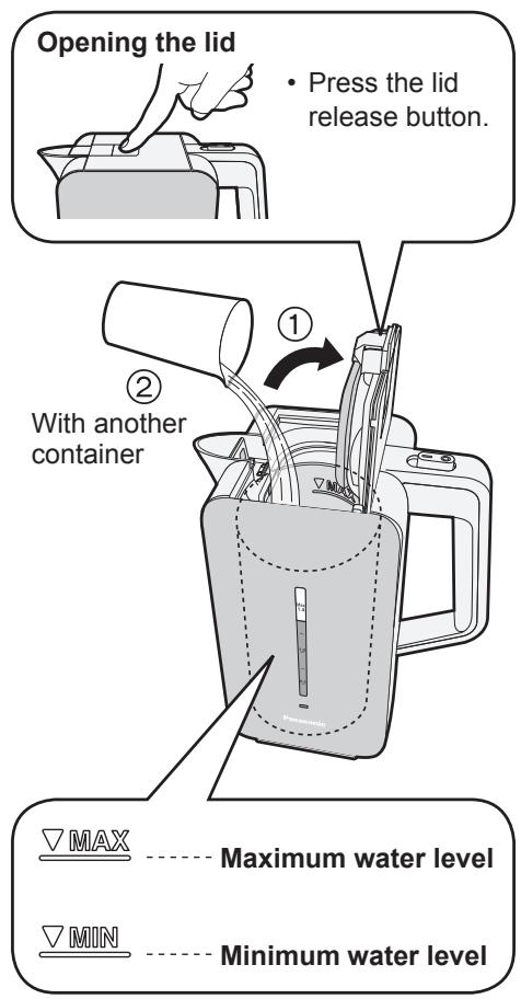 PANASONIC NCDK1CXC - Open the lid and fill with water. - 1