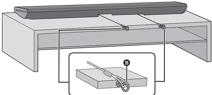 PANASONIC SC-HTB685EG - Stellen Sie das Hauptgerät an der gewünschten Position auf und bringen Sie jedem Seil am Regal oder Tisch an. - 1