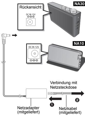 PANASONIC SC-NA10 - Schließen Sie bei ausgeschaltetem Gerät den Netzadapter an den DC IN-Anschluss an. - 1