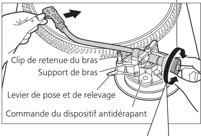 PANASONIC SL1200GAEEG - Libérez le bras de lecture du support de bras et réglez l'équilibre horizontal en tournant le contrepoids d'équilibrage. - 2