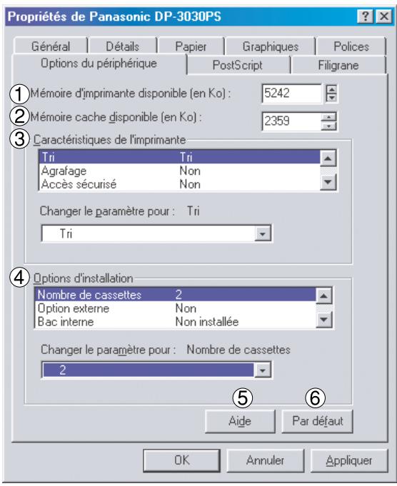 PANASONIC DP 1520P - Onglet Options du périphérique (DP-2330/3030/3530/4530/6030) - 2