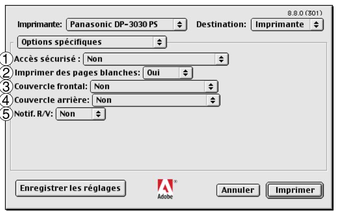 PANASONIC DP 1520P - Menu des Options spécifiques - 1