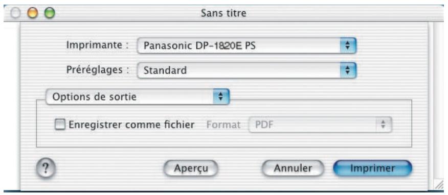 PANASONIC DP 1520P - Menu des Options de sortie - 1