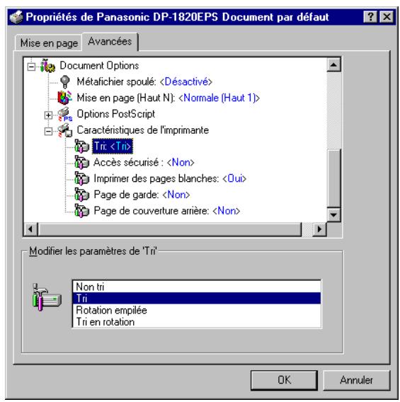 PANASONIC DP 1520P - Onglet Avancé - 2