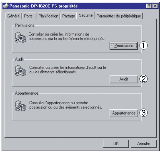 PANASONIC DP 1520P - Onglet Sécurité - 1