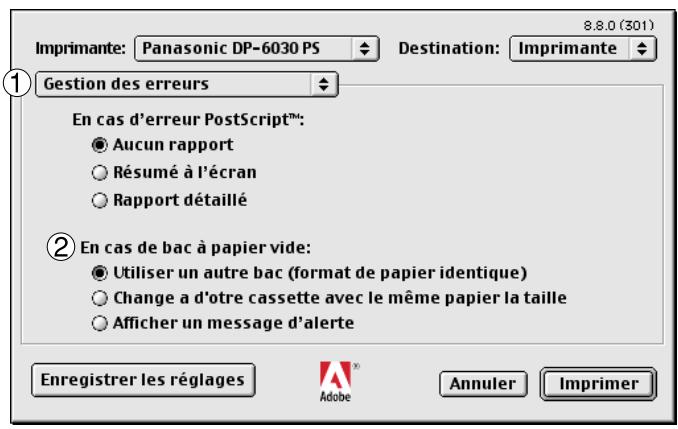 PANASONIC DP 1520P - Menu de Gestion des erreurs - 1