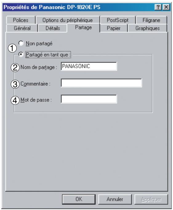 PANASONIC DP 1520P - Onglet Partage - 1