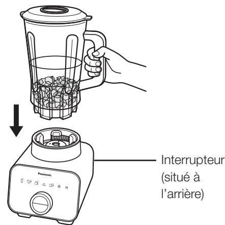 PANASONIC MX-ZX1800 - Placez la carafe du mixer sur le boitier du moteur. Puis branchez l'appareil et mettez-le en circuit. - 1