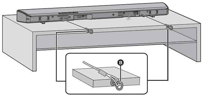 PANASONIC SC-HTB488EG - Plaats het hoofdtoestel in de gewenste positie en bevestig ieder koord aan het rek of de tafel. - 1