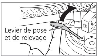 PANASONIC SL-1200GEG - Soulevez le levier de pose et de relevage et placez le bras de lecture sur le disque. - 1