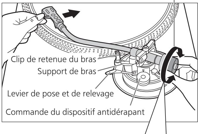 PANASONIC SL-1200GEG - Libérez le bras de lecture du support de bras et réglez l'équilibre horizontal en tournant le contrepoids d'équilibrage. - 2