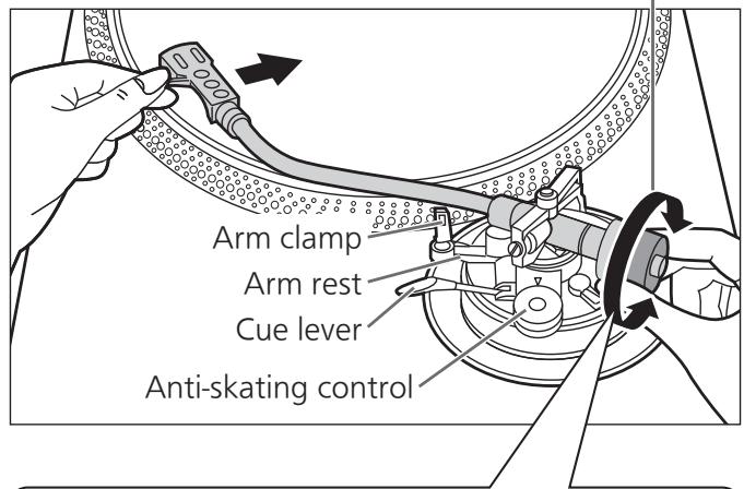 PANASONIC SL-1200GEG - Free the tone arm from the arm rest and adjust horizontal balance by turning the balance weight. - 2