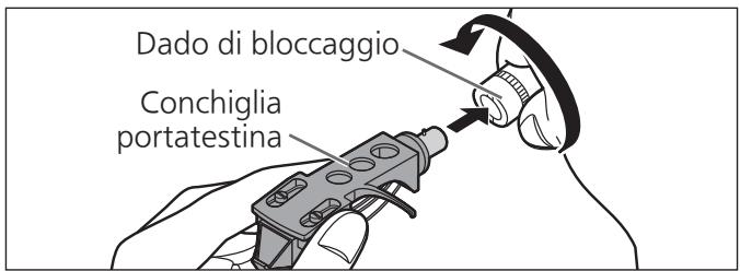 PANASONIC SL-1200GEG - Montare la conchiglia portatestina con la cartuccia nel braccio. Mantenere la conchiglia portatestina orizzontale e serrare il dado di bloccaggio. - 1