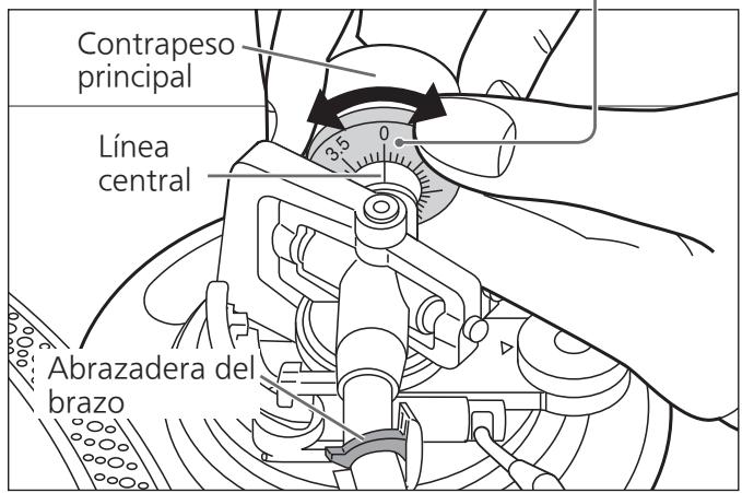 PANASONIC SL-1200GEG - Gire el control de presión de la aguja hasta que "0" llegue a la línea central de la parte posterior del brazo sonoro. - 2
