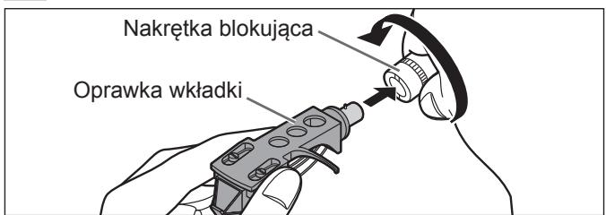 PANASONIC SL-1200GEG - Przymocować oprawkę wkładki wraz z umieszczoną w niej wkładką do główki ramienia tonowego. Utrzymując oprawkę w pozycji poziomej dokręcić nakrętkę blokującą. - 1