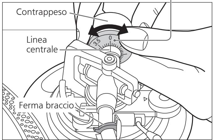 PANASONIC SL-1200GEG - Ruotare il controllo pressione della testina fino a quando "0" si trova sulla linea centrale della parte posteriore del braccio. - 2