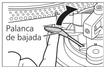 PANASONIC SL-1200GEG - Levante la palanca de bajada y mueva el brazo sonoro para ponerlo encima del disco. - 1