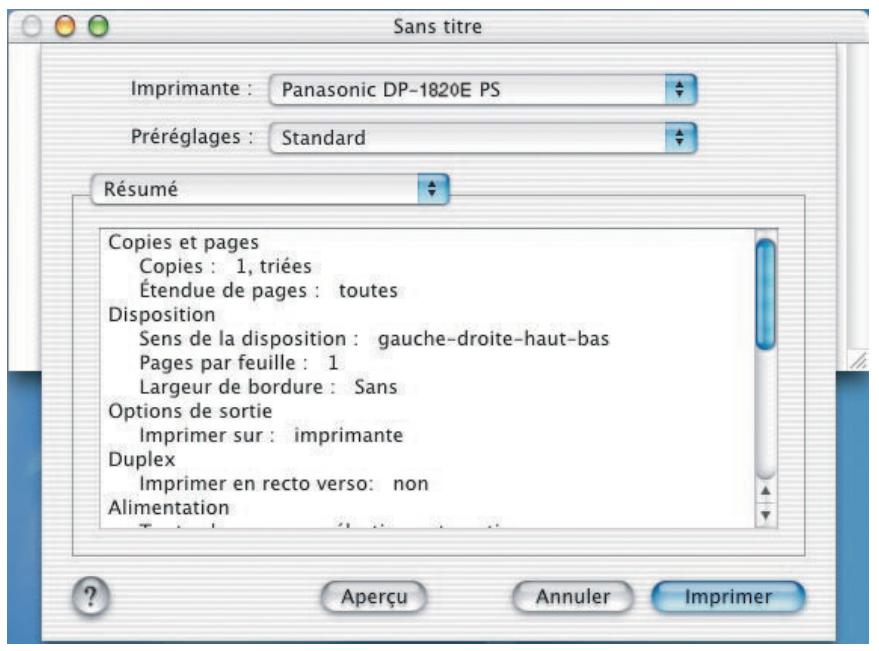 PANASONIC WORKIO 1820 - Menu Résumé - 1