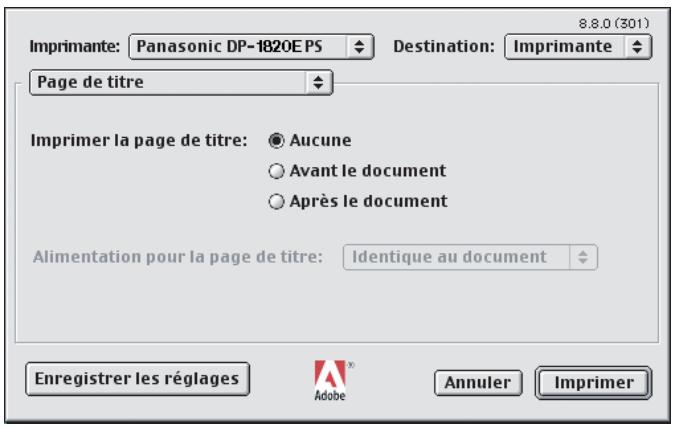 PANASONIC WORKIO 1820 - Menu de Page de titre - 1