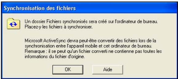 HP IPAQ HW6500 - Comment faire pour maintenir la synchronisation des fichiers de l'ordinateur personnel et du HP iPAQ ? - 2