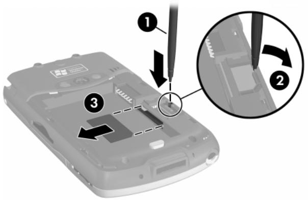 HP IPAQ HW6515 - Comment faire pour insérer correctement la carte SIM (Subscriber Identity Module)? - 3