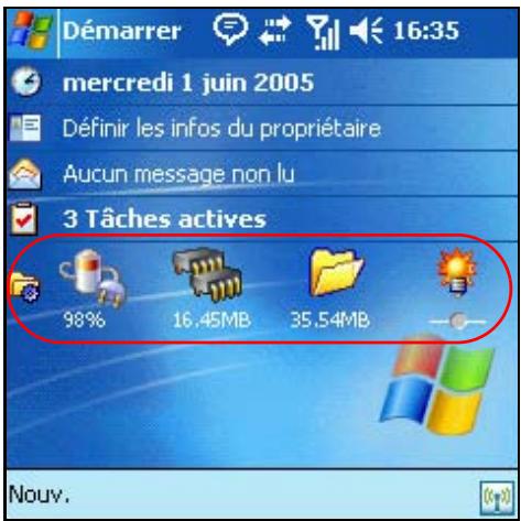HP IPAQ HW6515 - Comment faire pour utiliser TodayPanel pour contrôler les ressources du système ? - 1