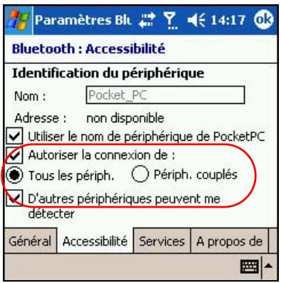 HP IPAQ HW6515 - Comment faire pour rendre le HP iPAQ indétectable par les autres apparèils Bluetooth ? - 2