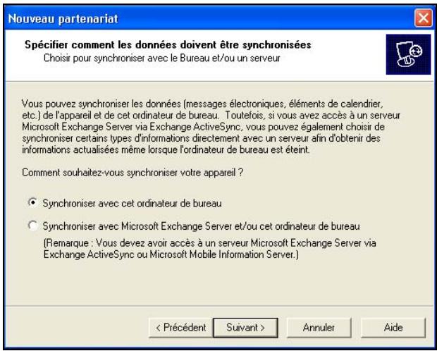 HP IPAQ HW6515 - Comment faire pour creer un partenariat ActiveSync ? - 2