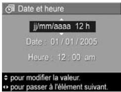 HP PHOTOSMART M415 - Réglage de la date et de l'heure - 1