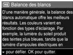 HP PHOTOSMART M415 - Aide pour les options de menu - 1