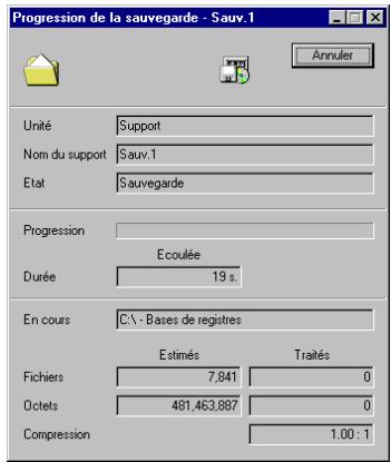 HP COLORADO 5GB TRAVAN DRIVE - Fenêtre Progression de la sauvégarde - 1