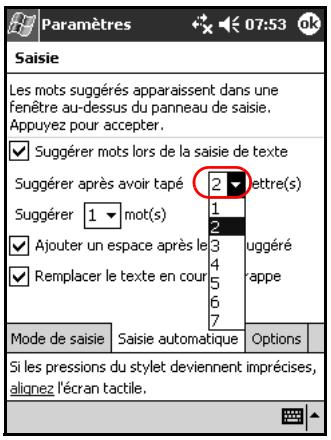 HP IPAQ H1900 POCKET PC - Modification des options de suggestion de mots - 2