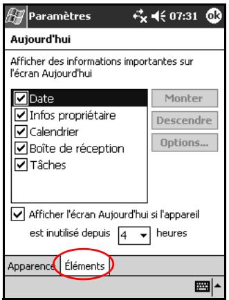 HP IPAQ H1900 POCKET PC - Personnalisation de l'écran Aujourd'hui - 2
