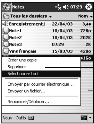HP IPAQ H1940 - Menus contextuels - 1