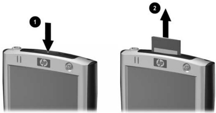 HP IPAQ H2200 - Retrait d'une carte d'extension Secure Digital - 1