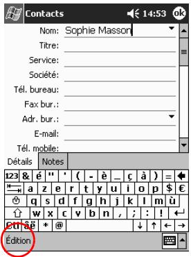 HP IPAQ H3900 - Modification des informations d'un contact - 2