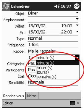 HP IPAQ H3900 - Creation de rappels - 2