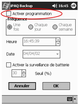 HP IPAQ H3900 - Planification d'une sauvegarde - 5