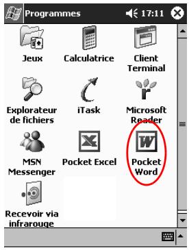 HP IPAQ H3900 - Appuyez sur Pocket Word. - 1